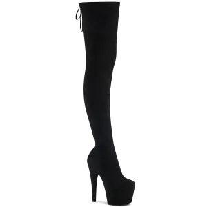 Adore-3008 Black Stretch Faux Suede, 7" Heels