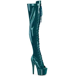 Adore-3021GP Teal Glitter Patent, 7" Heels