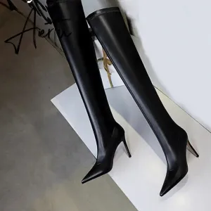 Aiertu Big Size 42 43 New High Quality Pointed Toe Over The Knee Boots Women Slip-On Stiletto High Heels Shoes Ladies Pumps