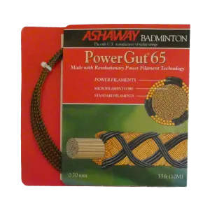 Ashaway PowerGut 65 Badminton String, Brown with orange spiral, 10 M SET