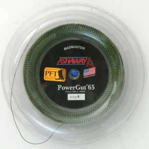 Ashaway PowerGut65 Badminton String, Green with dark green spiral, 200 M REEL