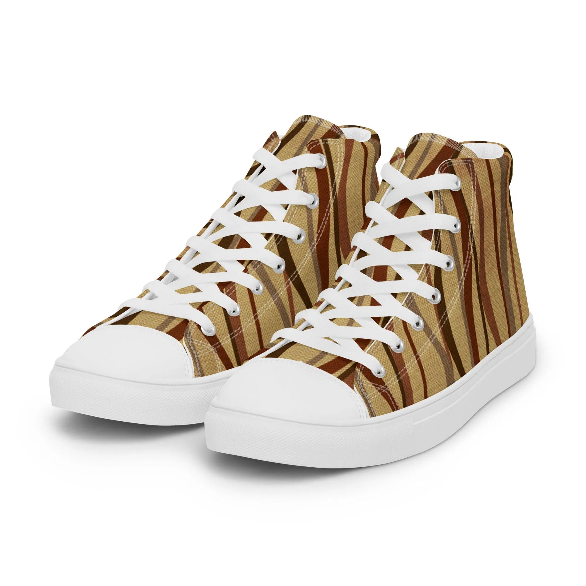 Autumn Stripes Women’s high top canvas shoes