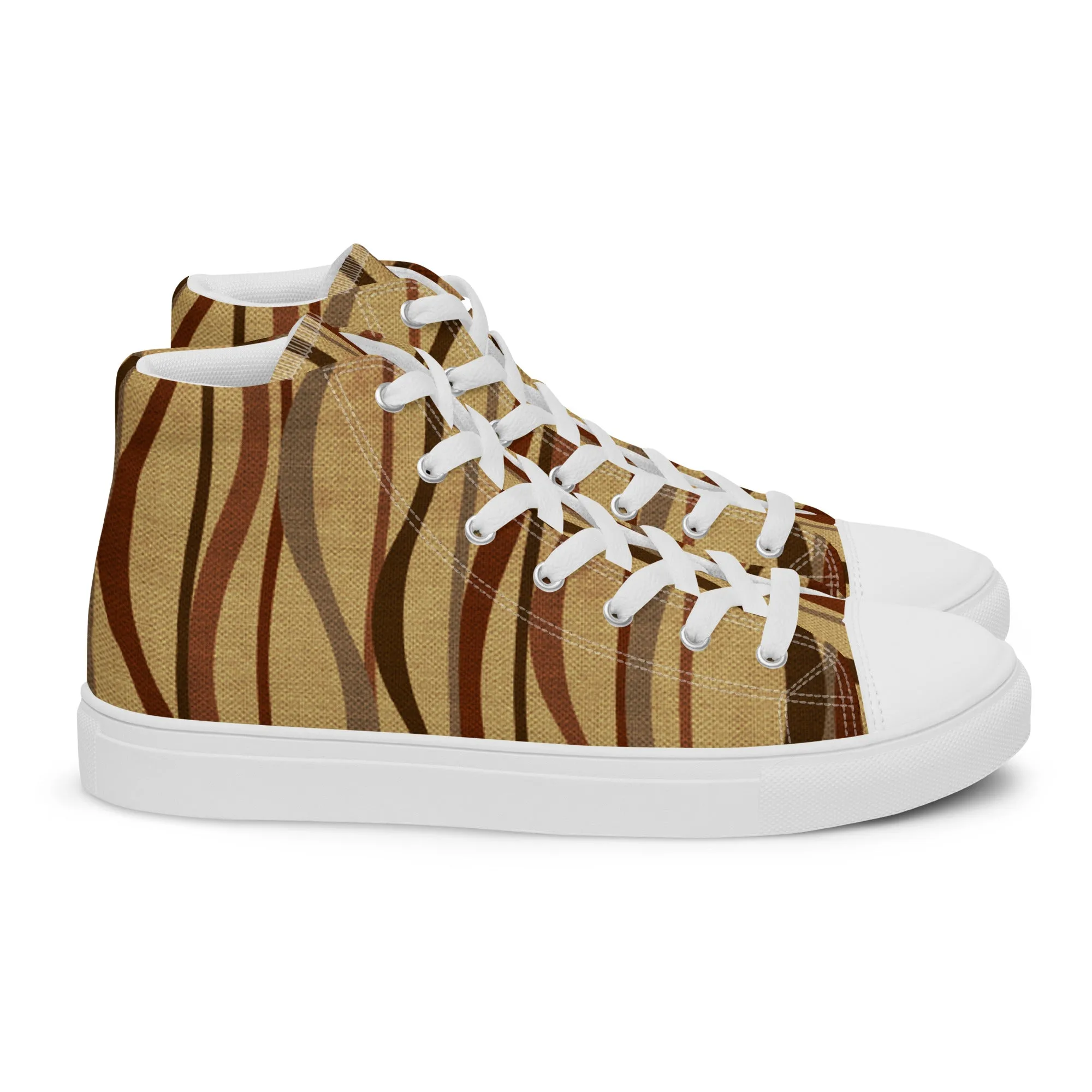 Autumn Stripes Women’s high top canvas shoes