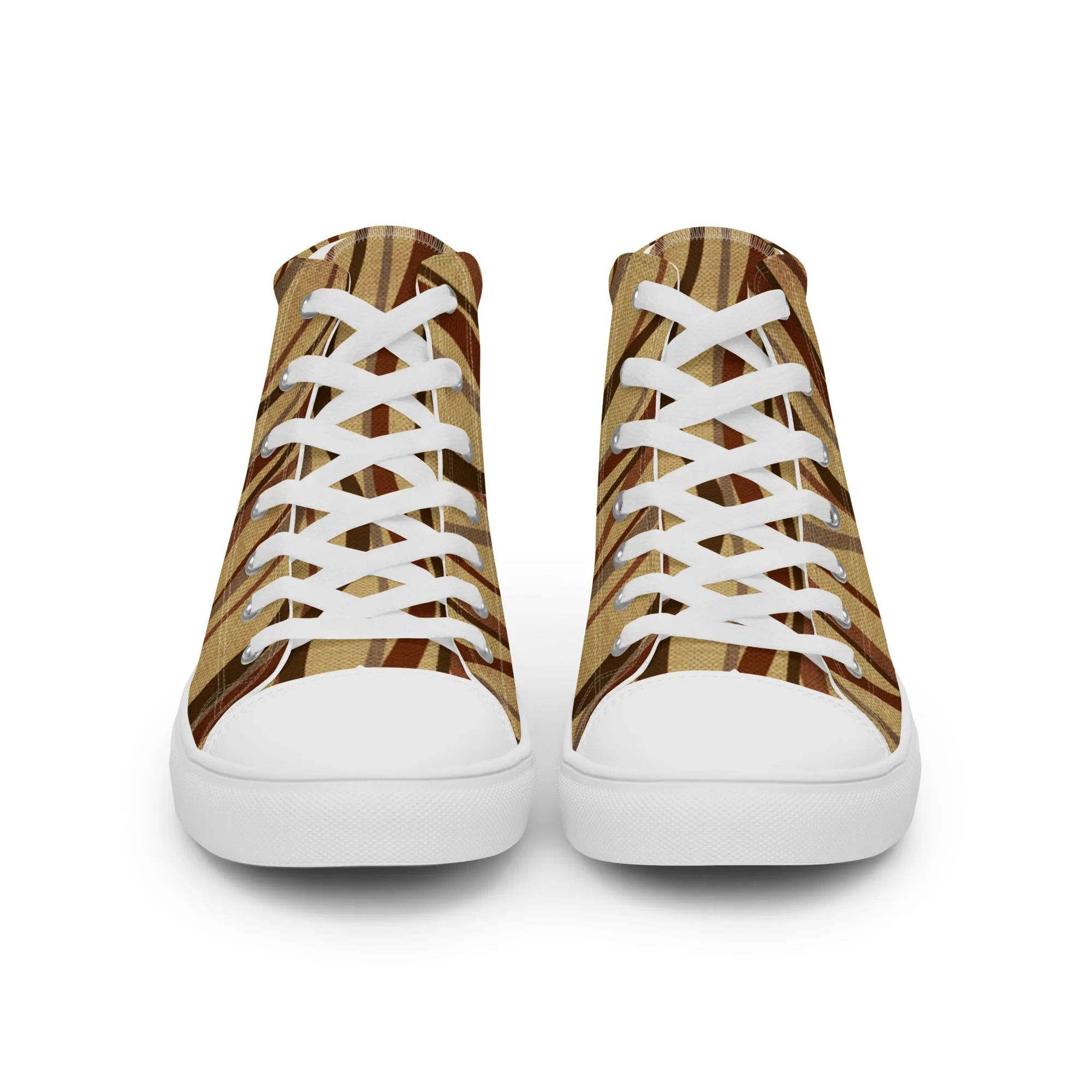 Autumn Stripes Women’s high top canvas shoes