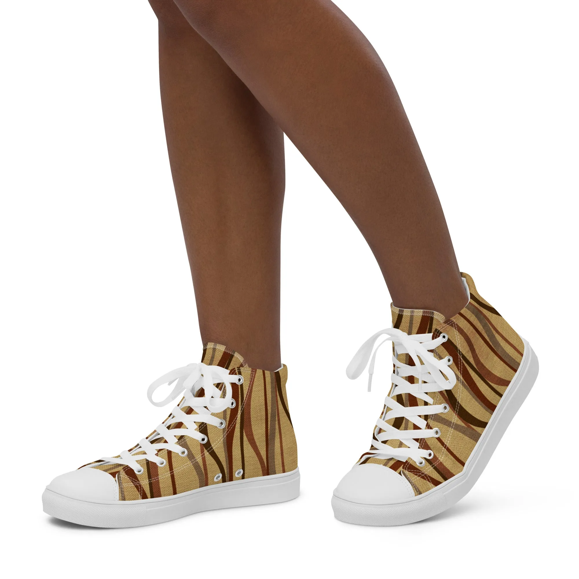 Autumn Stripes Women’s high top canvas shoes