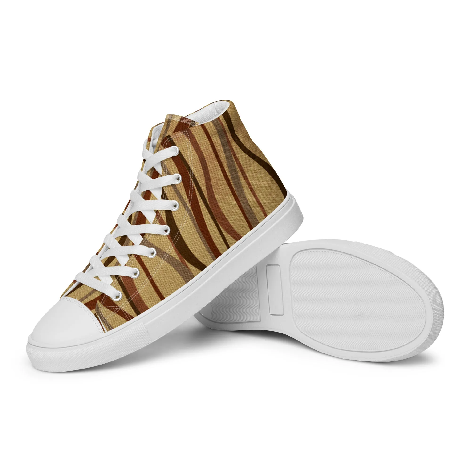 Autumn Stripes Women’s high top canvas shoes