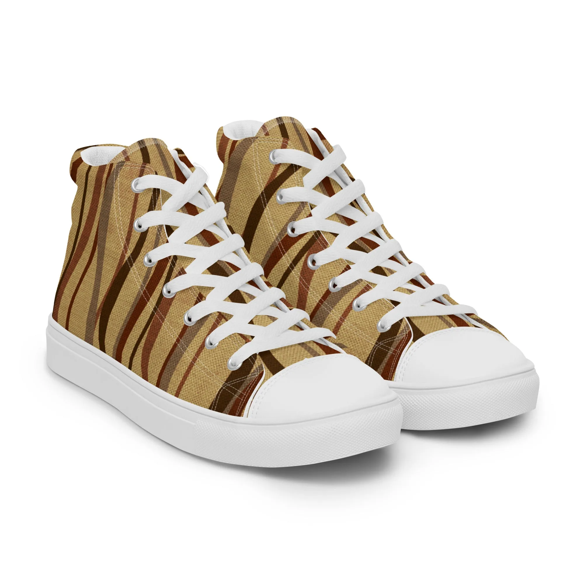 Autumn Stripes Women’s high top canvas shoes