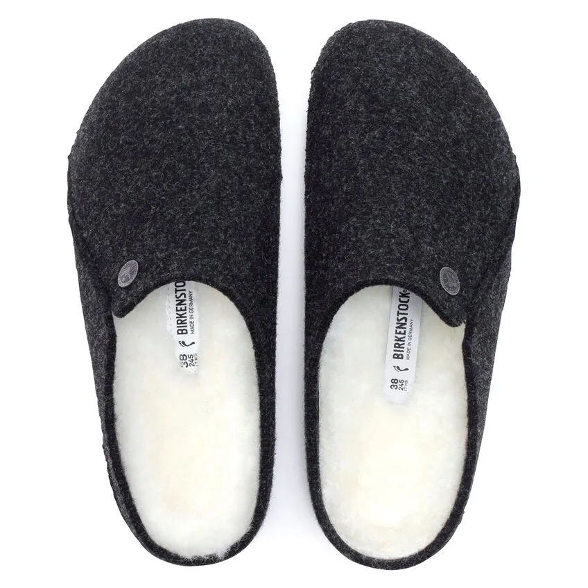 'Birkenstock' Men's Zermatt Shearling Wool Felt Slipper - Anthracite / Natural