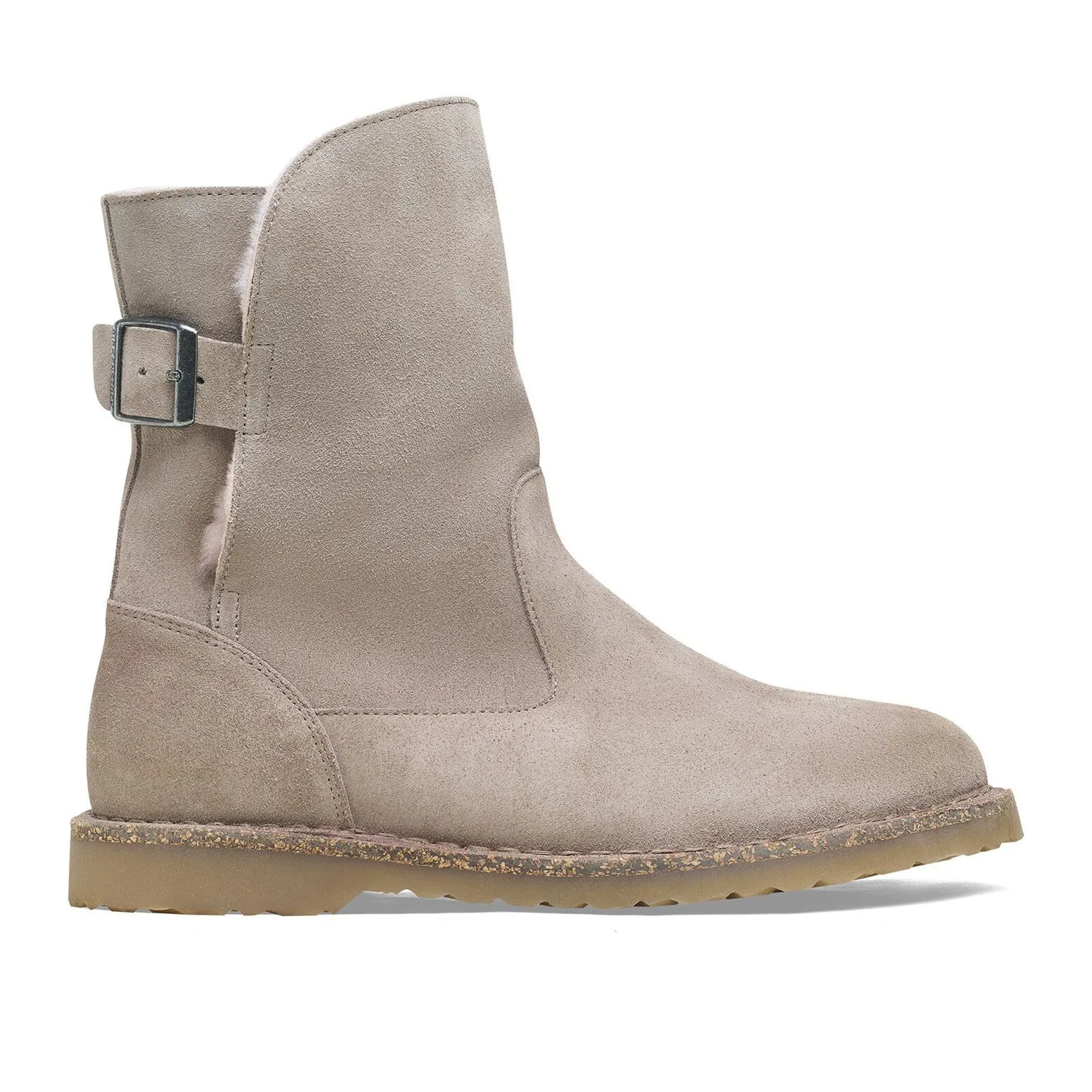 Birkenstock Uppsala Boot (Women) - Gray Taupe Suede/Soft Pink Shearling