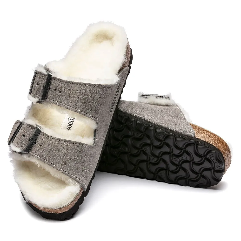 'Birkenstock' Women's Arizona Shearling - Stone Coin / Natural