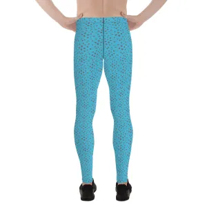 Blue Grey Dotted Men's Leggings, Dots Pattern Designer Running Compression Tights For Men - Made in USA/EU/MX