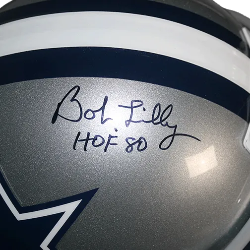 Bob Lilly Autographed Dallas Cowboys Full Size Football Helmet (JSA) HOF Inscription Included