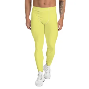 Bright Yellow Color Best Meggings, Solid Yellow Color Premium Designer Men's Tight Pants - Made in USA/EU/MX