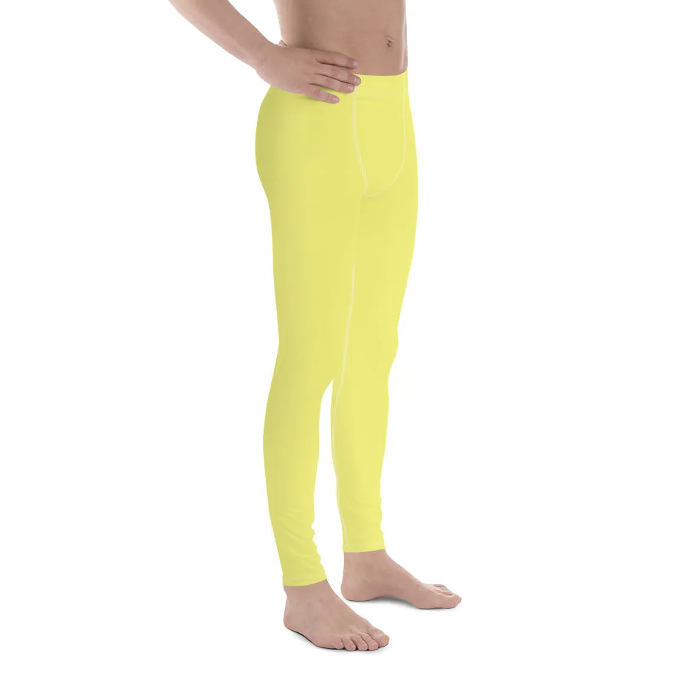 Bright Yellow Color Best Meggings, Solid Yellow Color Premium Designer Men's Tight Pants - Made in USA/EU/MX