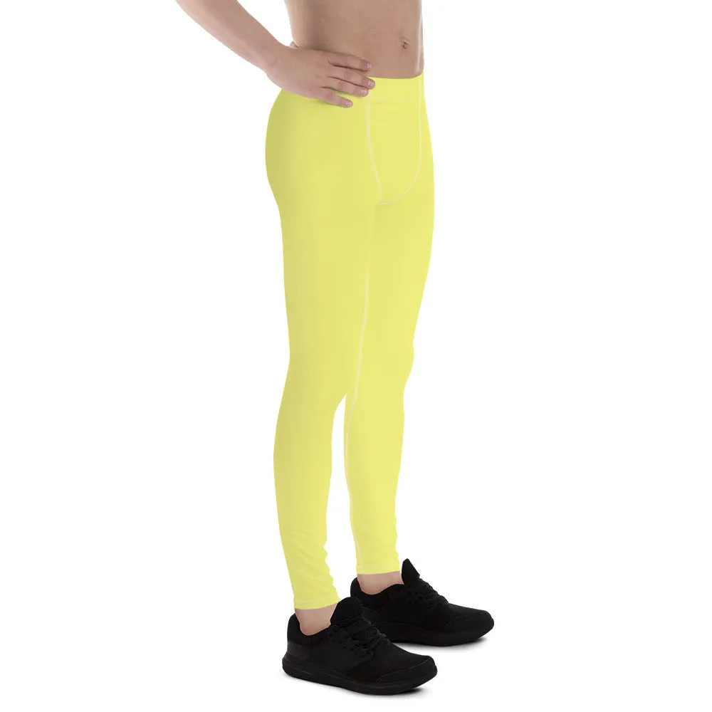 Bright Yellow Color Best Meggings, Solid Yellow Color Premium Designer Men's Tight Pants - Made in USA/EU/MX