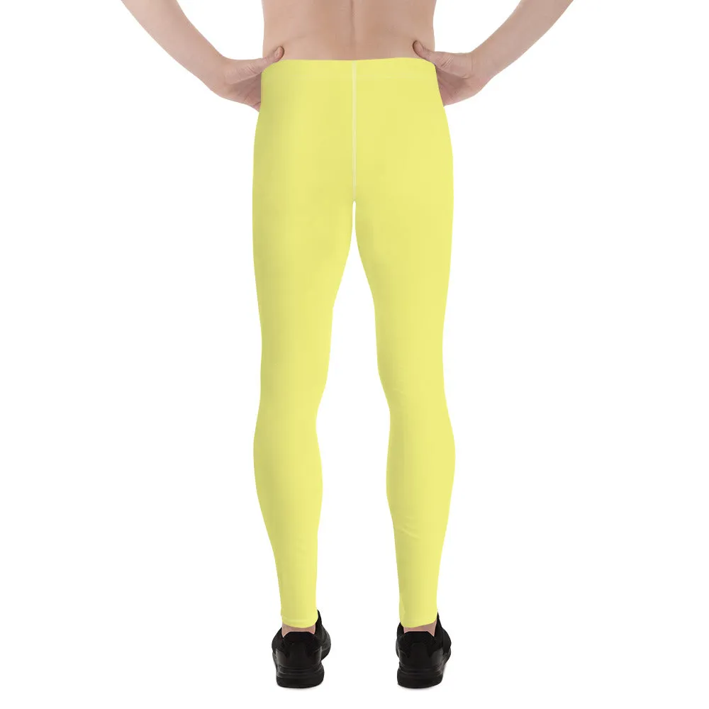 Bright Yellow Color Best Meggings, Solid Yellow Color Premium Designer Men's Tight Pants - Made in USA/EU/MX