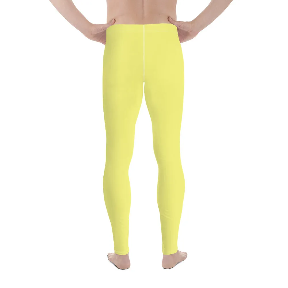 Bright Yellow Color Best Meggings, Solid Yellow Color Premium Designer Men's Tight Pants - Made in USA/EU/MX