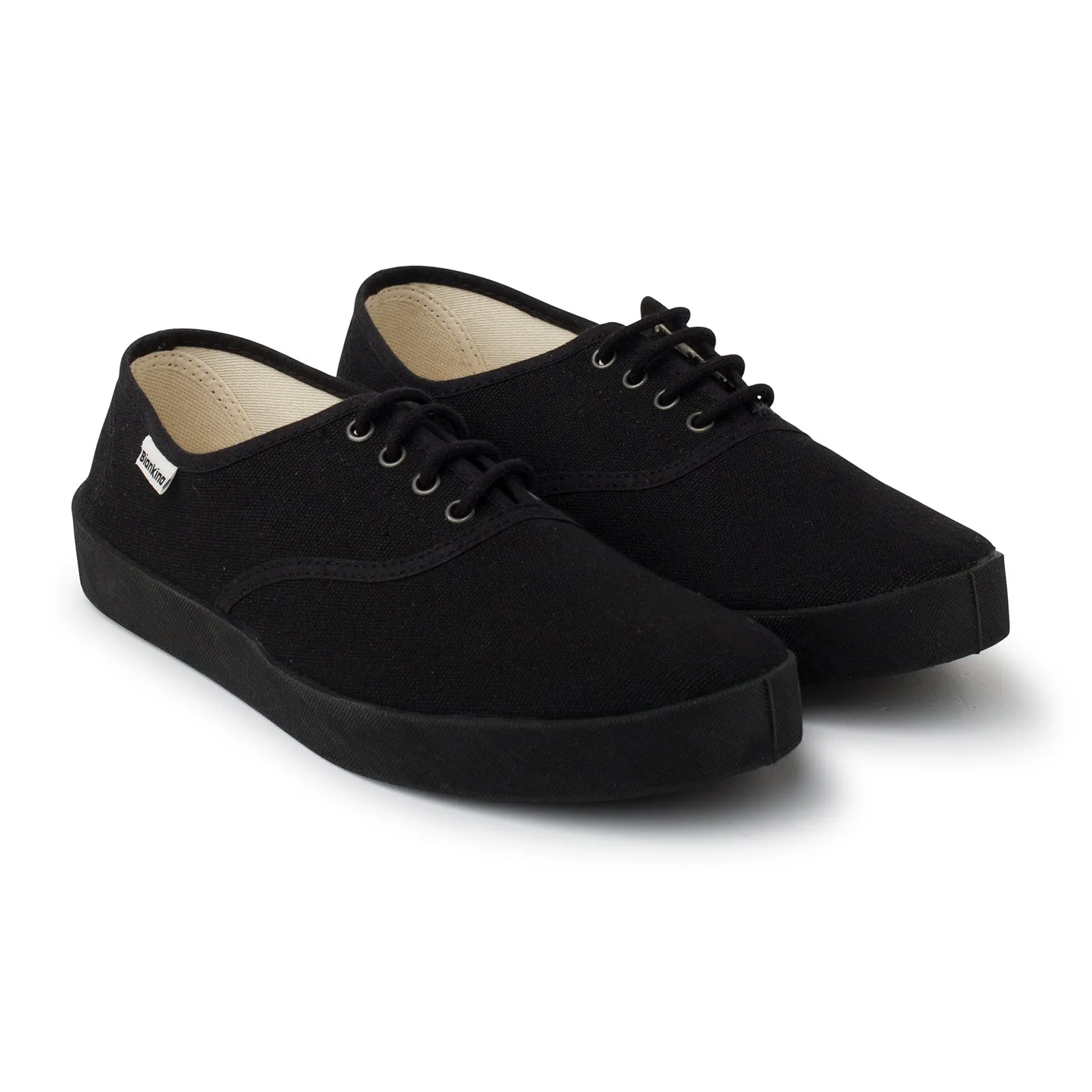 Capri Organic Cotton Canvas Plimsoll Sneakers - Black