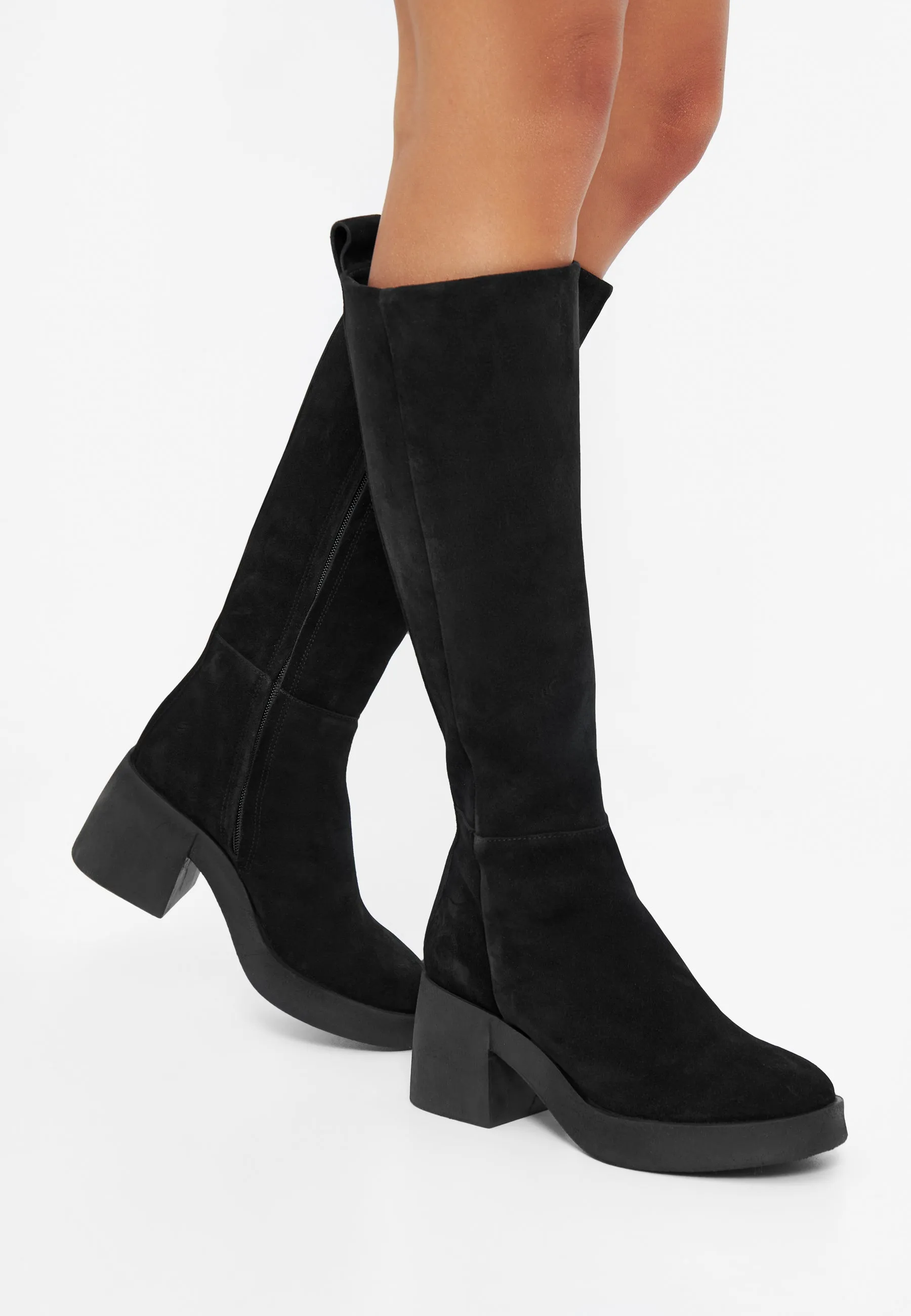 Casemily Black Tall Suede Boots