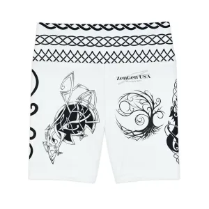 Celtic Tribal Tattoo - White Women's Workout Shorts - ZenGen USA ROCK SOLID