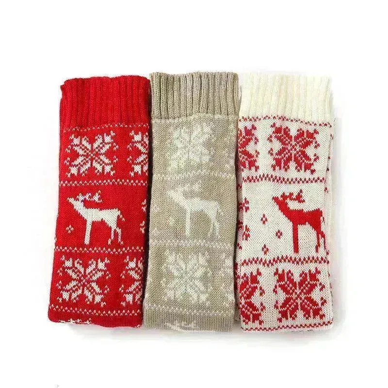 Christmas Knitted Cotton Woolen Thigh-High Deer Socks