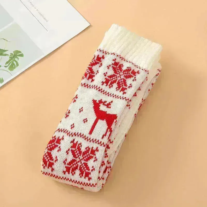 Christmas Knitted Cotton Woolen Thigh-High Deer Socks