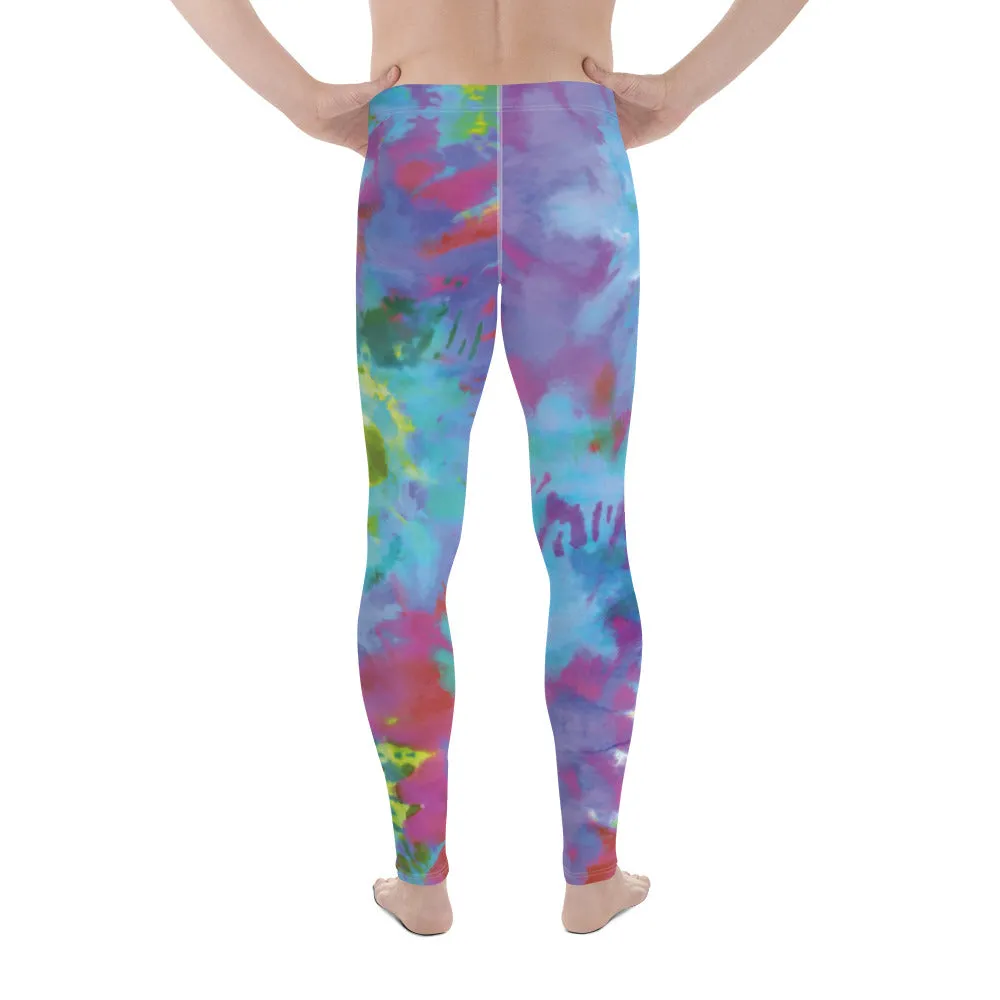 Colorful Tie Dyed Men's Leggings, Mens Tie Dye Pants, Colorful Abstract Tie Dye Men's Leggings - Made in USA/EU/MX