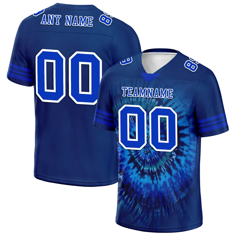 Corporate Gifts,Custom Blue Tie Dye Blue Personalized Authentic Football Jersey FBJ02-bc0fa7b