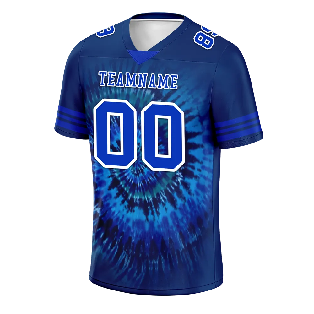 Corporate Gifts,Custom Blue Tie Dye Blue Personalized Authentic Football Jersey FBJ02-bc0fa7b