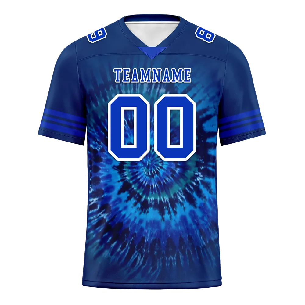 Corporate Gifts,Custom Blue Tie Dye Blue Personalized Authentic Football Jersey FBJ02-bc0fa7b