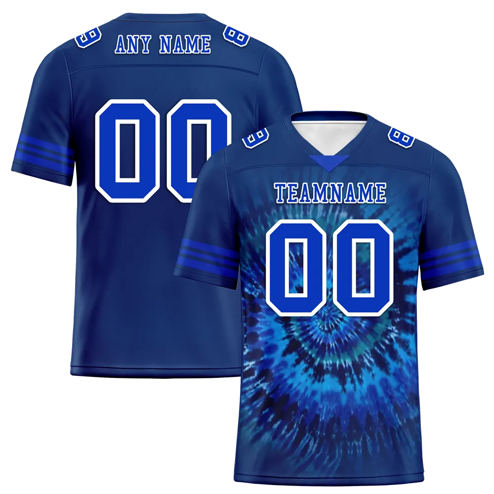 Corporate Gifts,Custom Blue Tie Dye Blue Personalized Authentic Football Jersey FBJ02-bc0fa7b