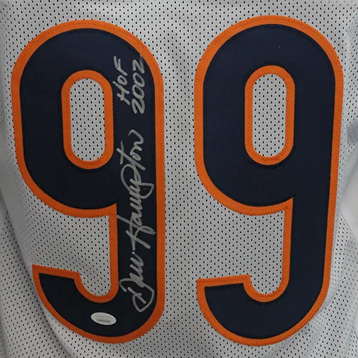 Dan Hampton Autographed Pro Style Football Jersey White (JSA) HOF Inscription Included