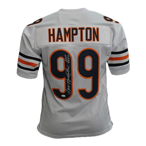 Dan Hampton Autographed Pro Style Football Jersey White (JSA) HOF Inscription Included