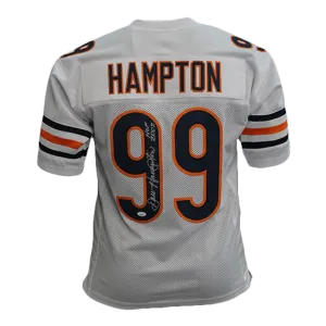 Dan Hampton Autographed Pro Style Football Jersey White (JSA) HOF Inscription Included