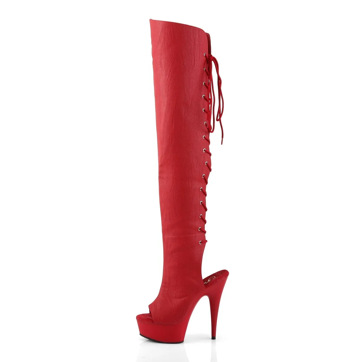 DELIGHT-3019 Red Faux Leather/Red Matte