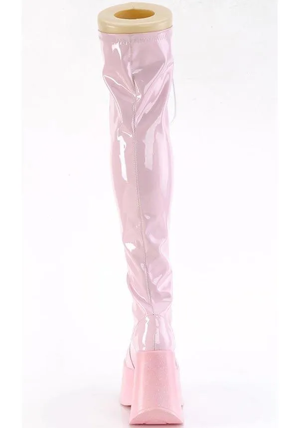 DYNAMITE-300 [Baby Pink Holo] | PLATFORM BOOTS [PREORDER]