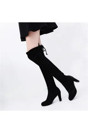 Faux Suede  Thigh High High Heel Boots