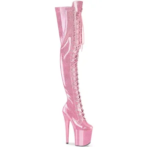 Flamingo-3020GP Baby Pink Glitter Patent, 8" Heels