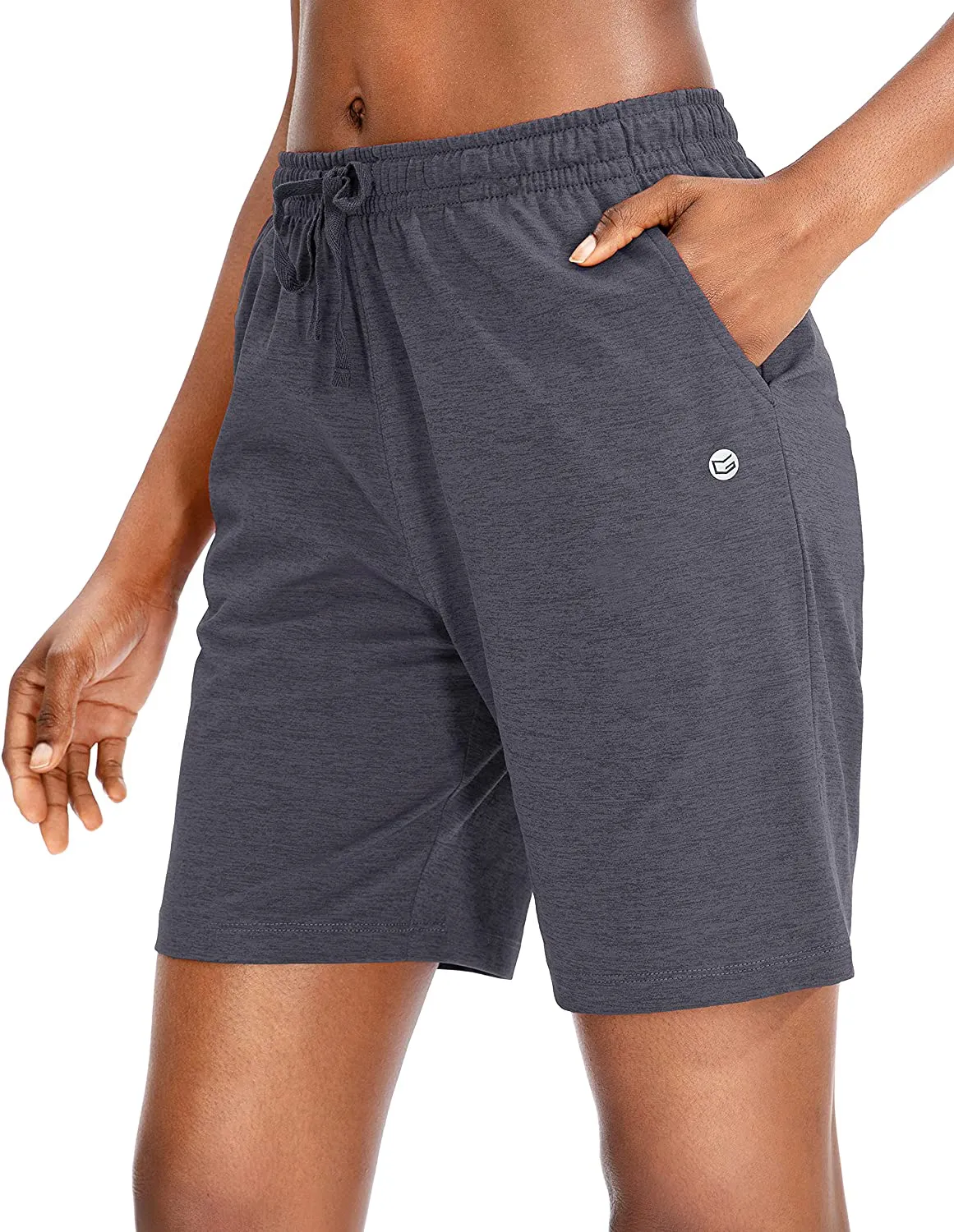 G Gradual Women's Bermuda Shorts Jersey Shorts with Deep Pockets 7" Long Shorts for Women Lounge Walking Athletic