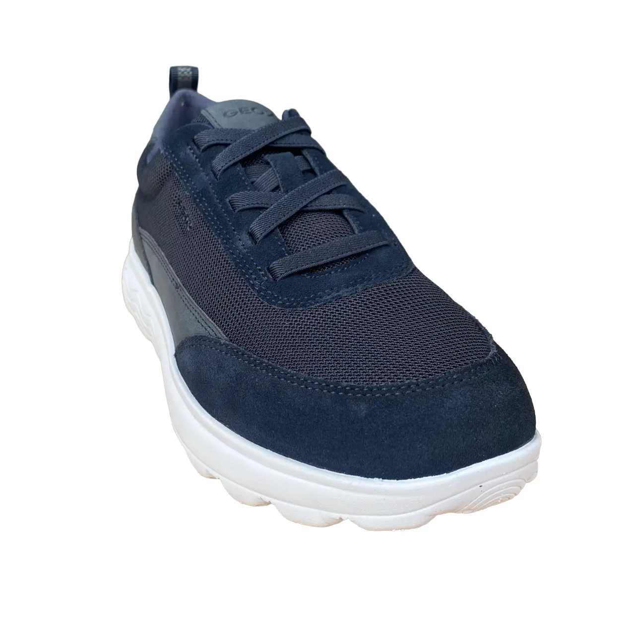 Geox scarpa sneakers da uomo con laccio elastico e camoscio e nylon Spherica U45BYA blu