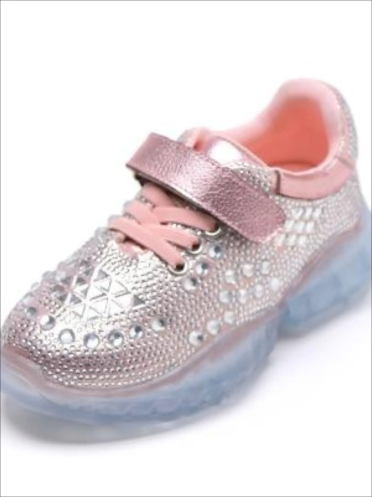 Girls Cinderella Rhinestone Adorned Sneakers with Velcro Strap By Liv and Mia