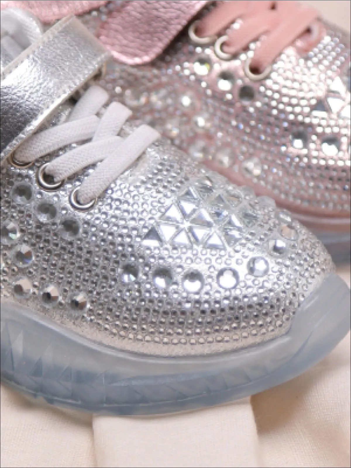 Girls Cinderella Rhinestone Adorned Sneakers with Velcro Strap By Liv and Mia