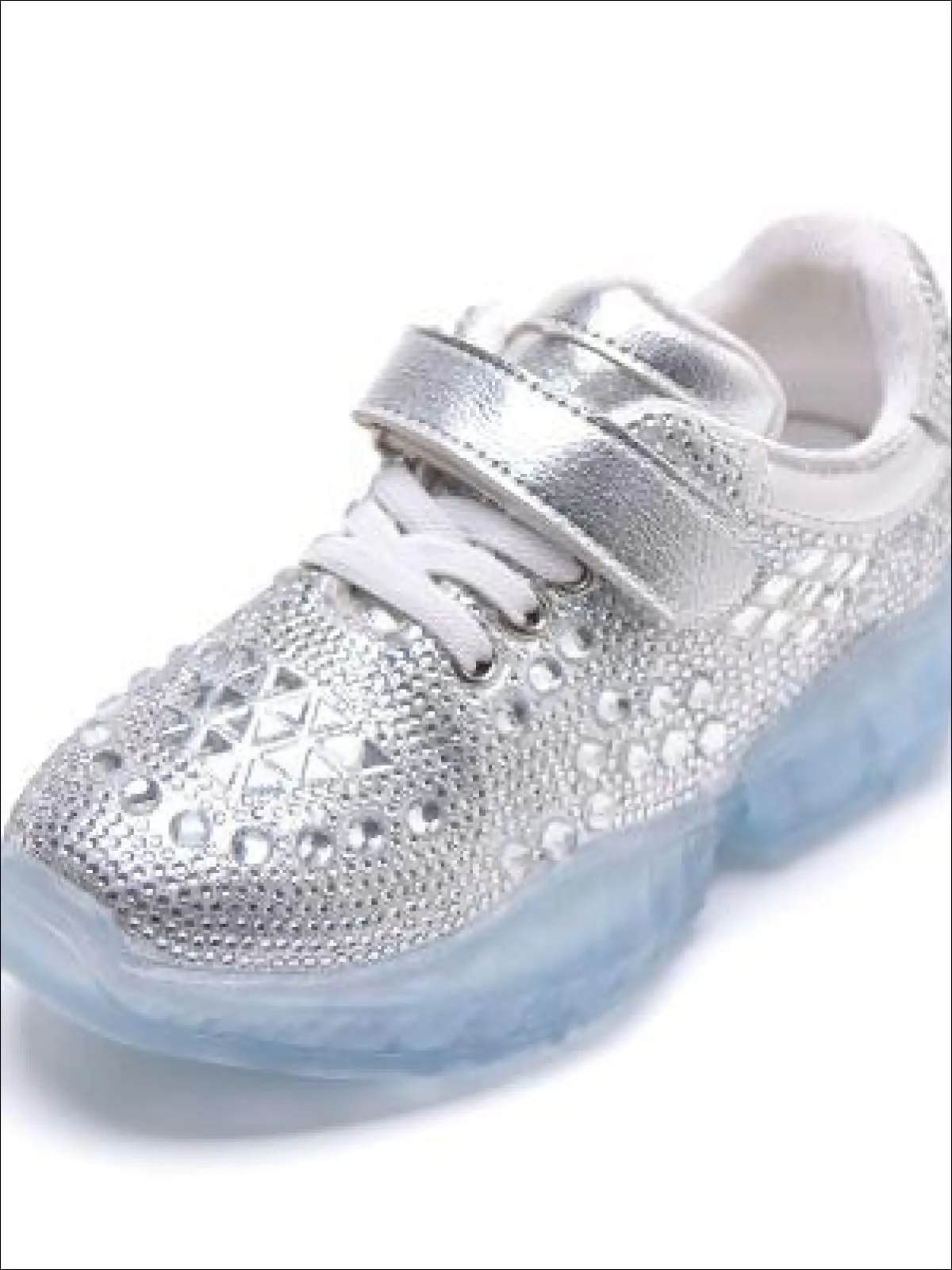 Girls Cinderella Rhinestone Adorned Sneakers with Velcro Strap By Liv and Mia