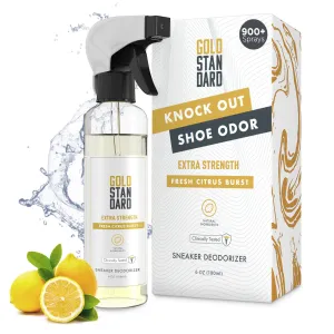 Gold Standard Natural Shoe Deodorizer Spray - 6 Oz. Shoe Odor Eliminator Spray - Shoes Smell Remover Provides Extra Strength & Long Lasting Fresh Citrus Burst - Shoe Odor Remover Spray