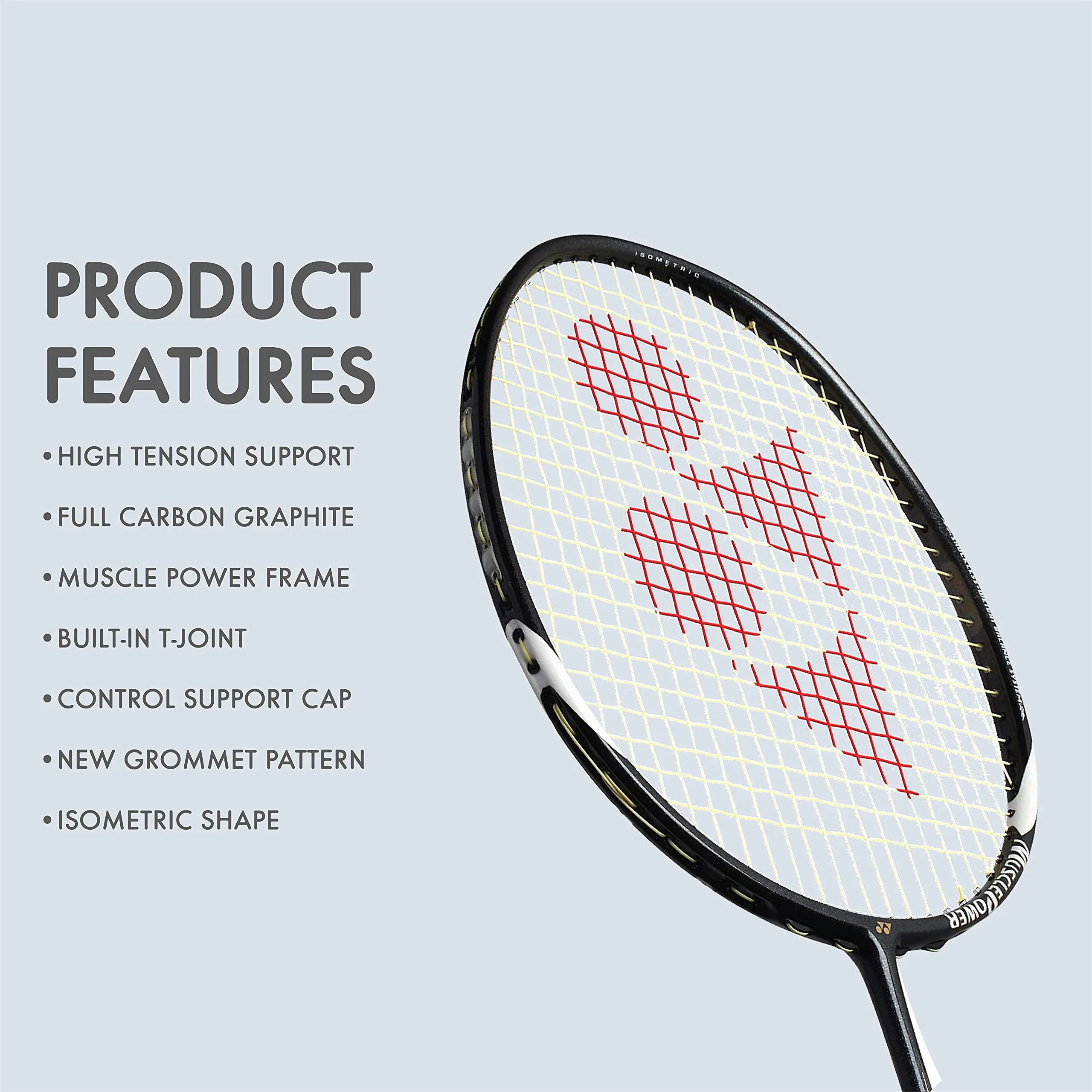 Graphite Badminton Racquet Muscle Power 29LT Black Grey (G4 | 85-89.9 grams | 30 lbs Tension |Set of 1)