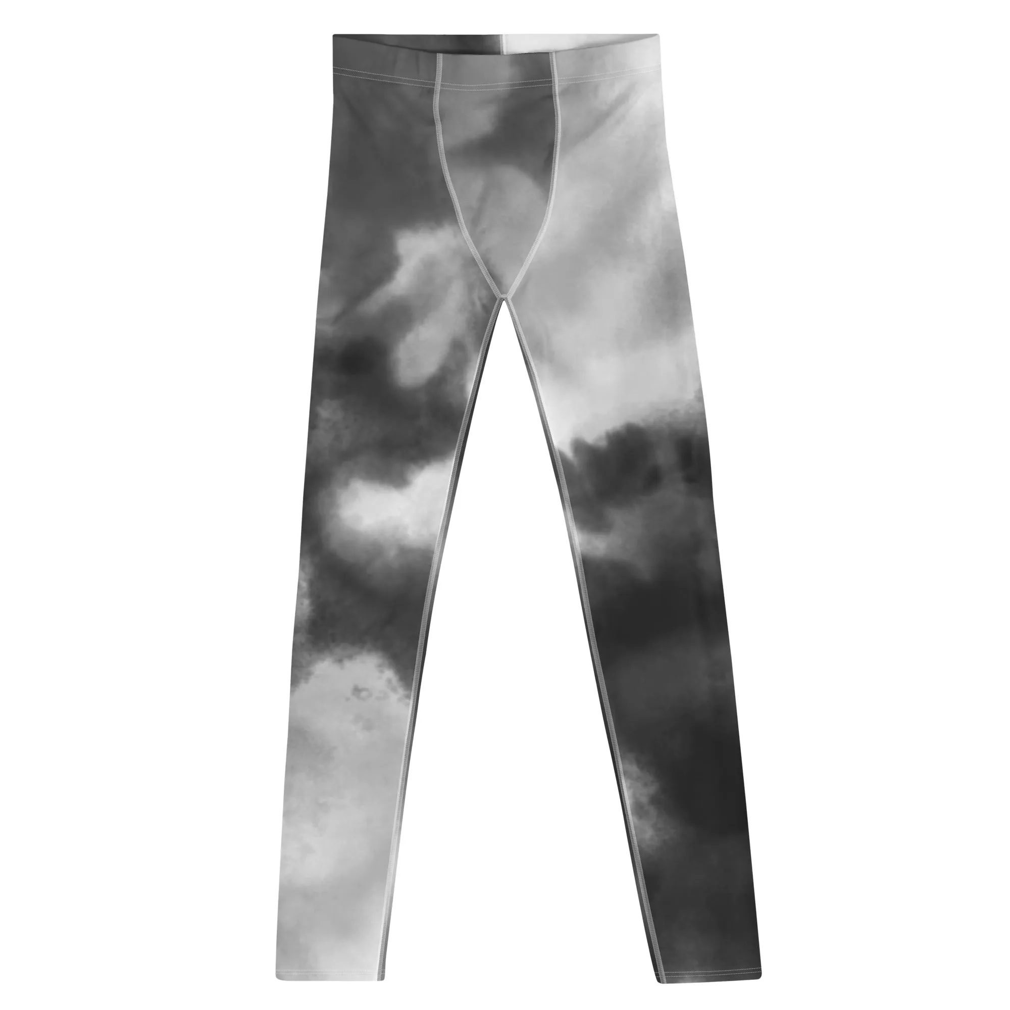 Grey Tie Dye Men's Leggings, Best Designer Abstract Men's Costume Party Holiday Leggings - Made in USA/EU/MX