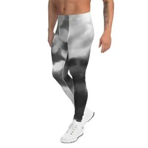 Grey Tie Dye Men's Leggings, Best Designer Abstract Men's Costume Party Holiday Leggings - Made in USA/EU/MX