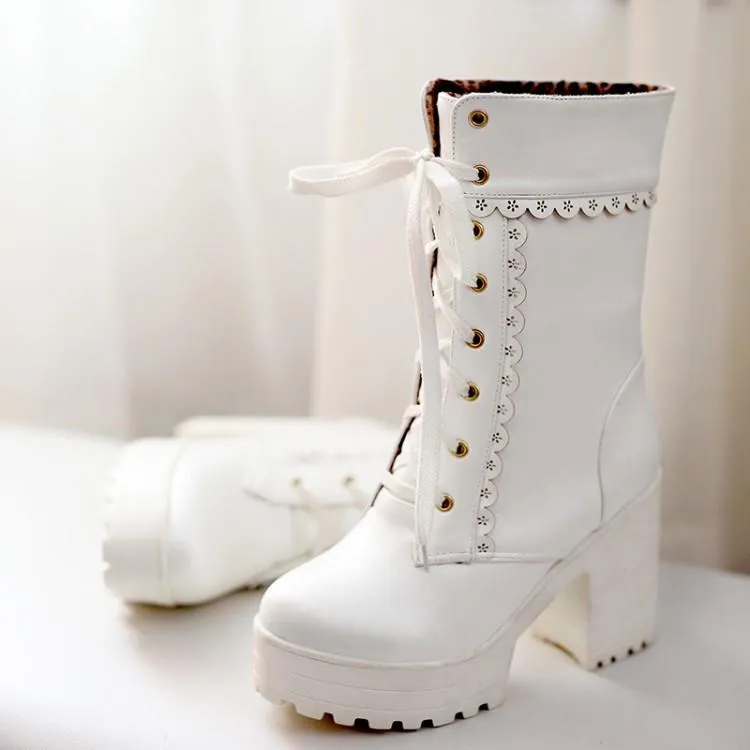 Harajuku Japanese Lace High Heel Boots SD01995