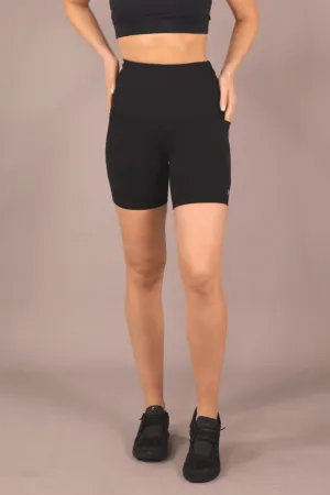 High Waist Mid Shorts - Black