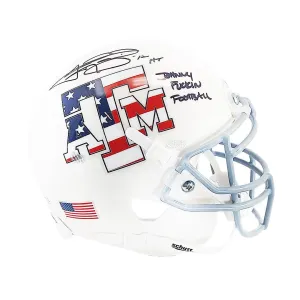 Johnny Manziel Signed Johnny F***ing Football Inscription Texas A&M Aggies White Mini Schutt Football Helmet (Beckett)